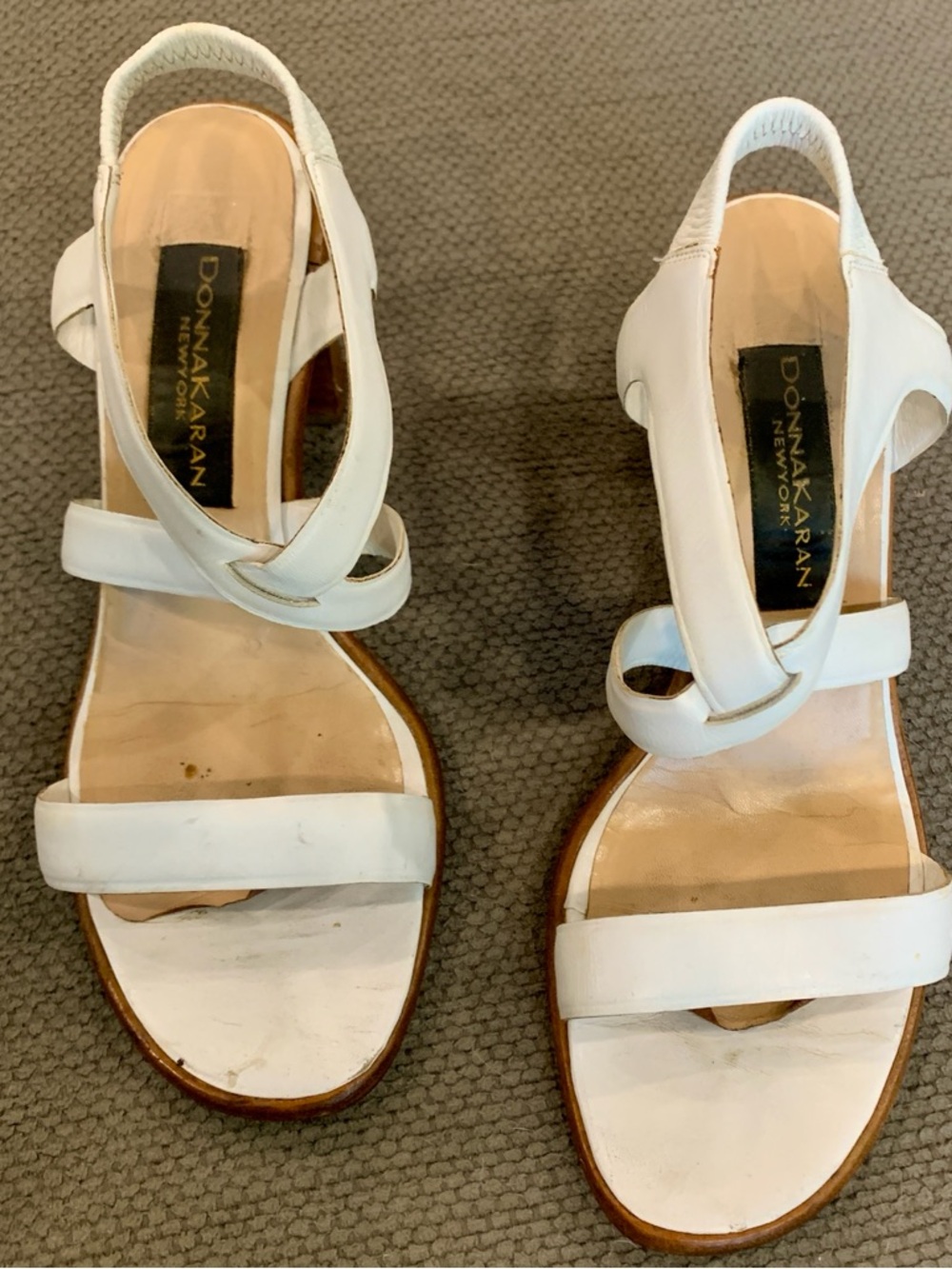 Donna Karan White Leather Slingback Sandals